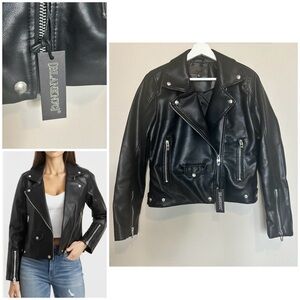 Blank NYC Black Leather Jacket Asymmetrical Design